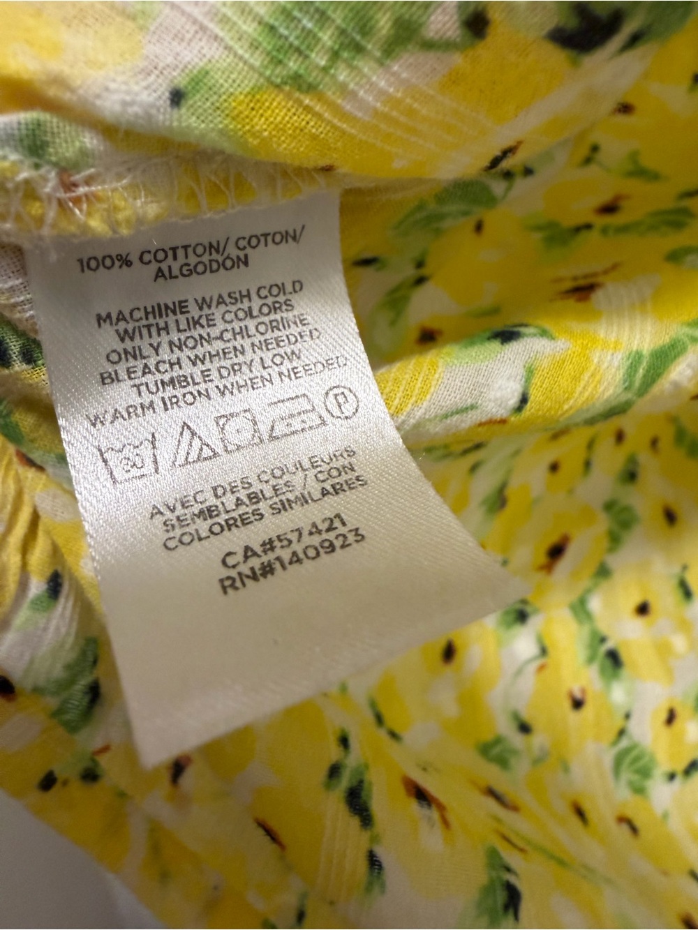 LOFT Yellow Floral Tie-Neck Peasant Top - Picture 6 of 9